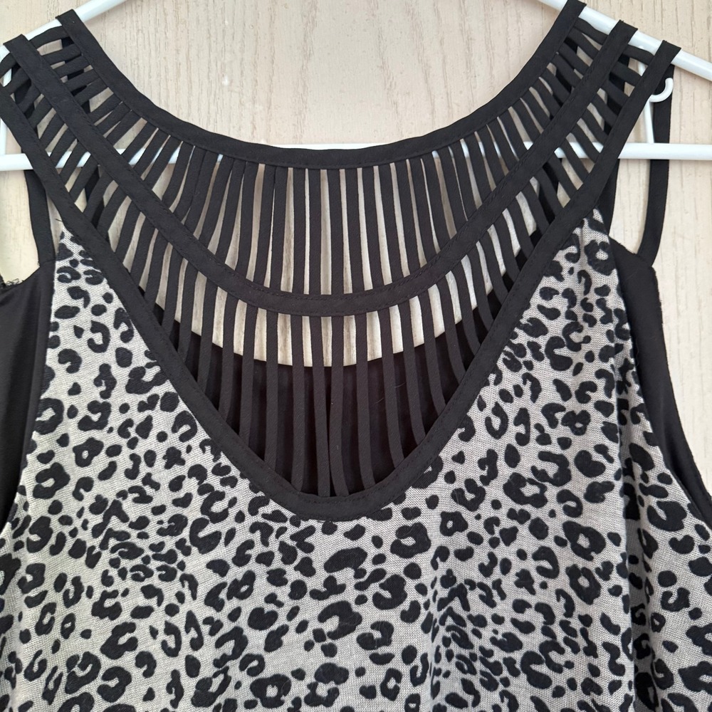 Maurices Leopard Print Strappy Tank Top Size‎ 1X Boho Grunge Stretch Flowy Party - Picture 5 of 9